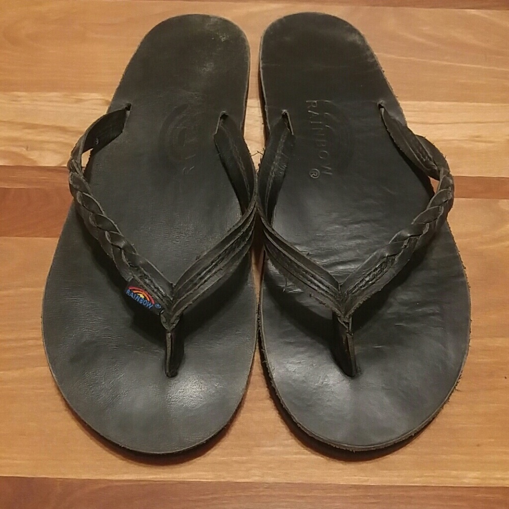 Rainbow flip flops